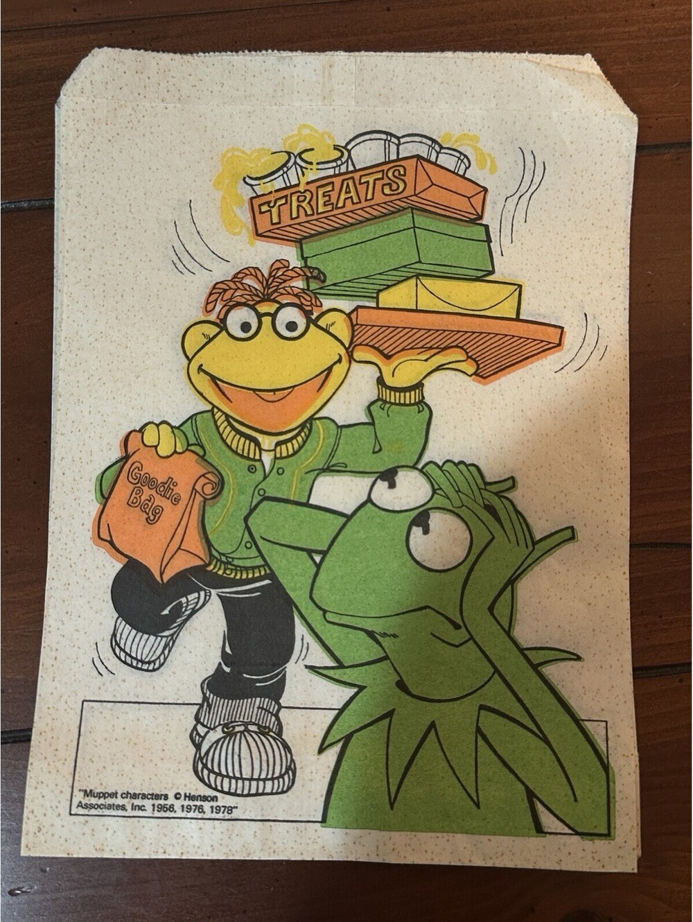 Vintage 1978 Hallmark Muppets Kermit Scooter Goodie Bag Paper Treat Bag RARE